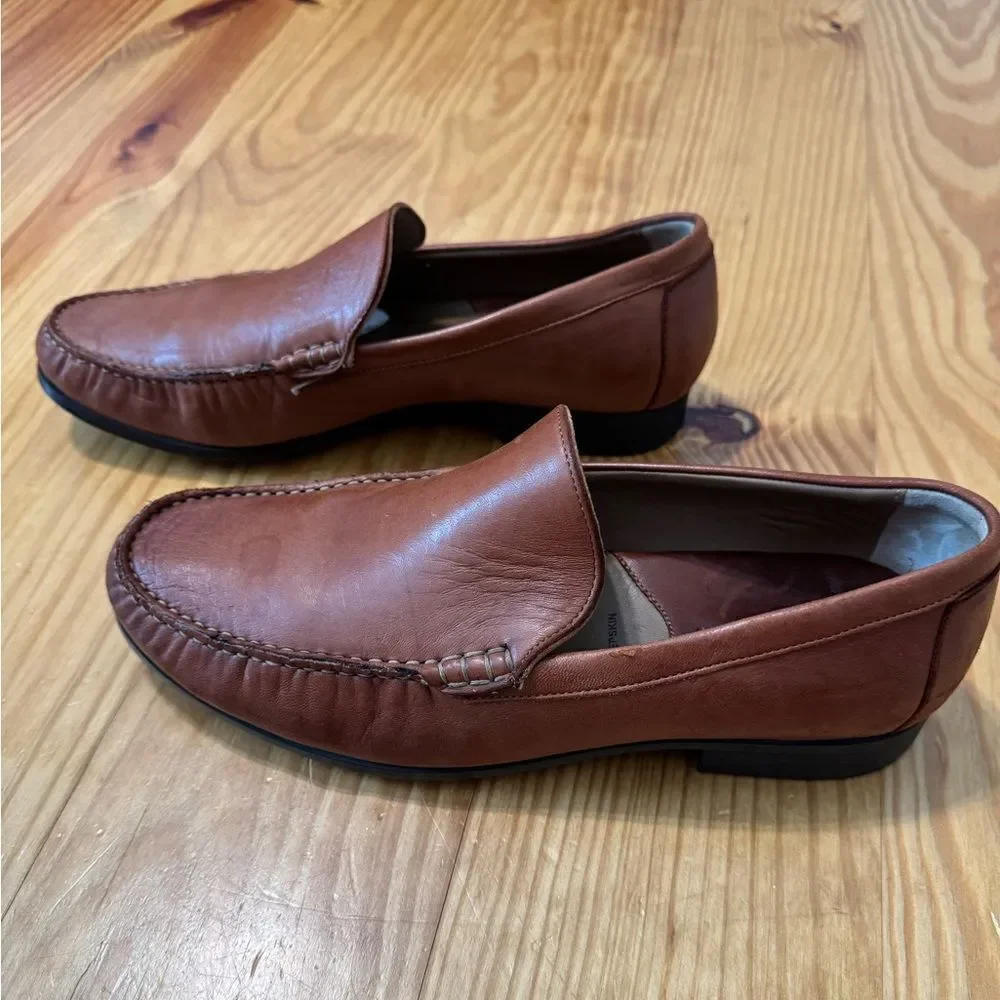 Johnston & Murphy Cresswellven Loafers Shoes 20-8470 Cognac Sz 9.5 M SheepSkin